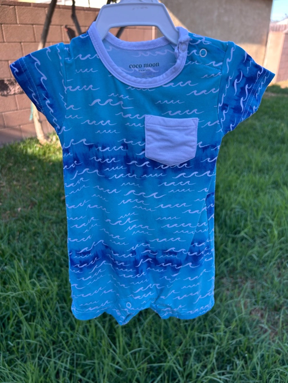 Coco Moon Toddler Short Sleeve One-Piece in Ocean Blue